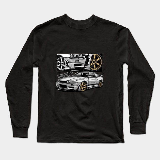 Skyline R Generation R34 Long Sleeve T-Shirt by pujartwork